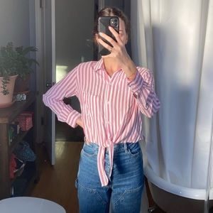 Rails Vals Waist Tie Pink Striped Shirt